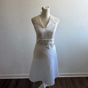Vintage Gunne Sax White Halter A-Line Dress with Waist Flower